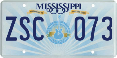 MS license plate ZSC073