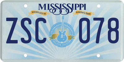 MS license plate ZSC078