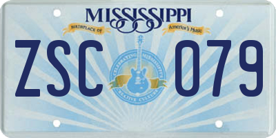 MS license plate ZSC079