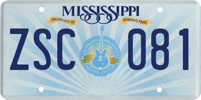 MS license plate ZSC081