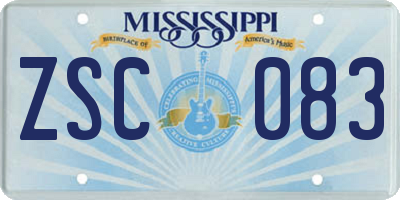 MS license plate ZSC083