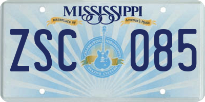 MS license plate ZSC085