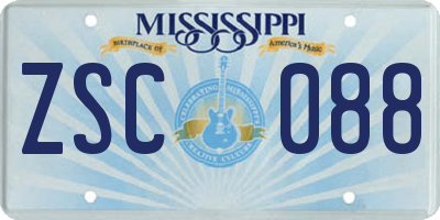 MS license plate ZSC088