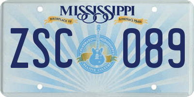 MS license plate ZSC089