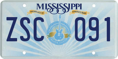MS license plate ZSC091