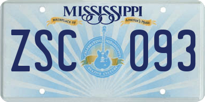 MS license plate ZSC093