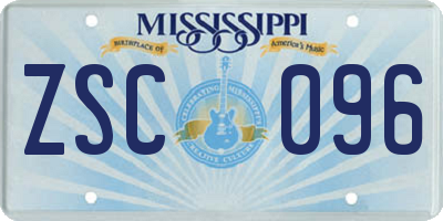 MS license plate ZSC096