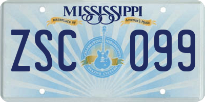 MS license plate ZSC099