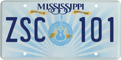 MS license plate ZSC101