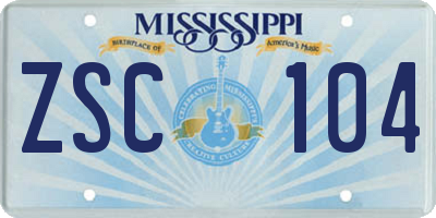 MS license plate ZSC104