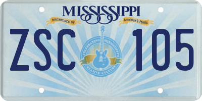 MS license plate ZSC105