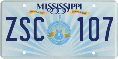 MS license plate ZSC107
