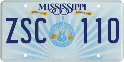 MS license plate ZSC110