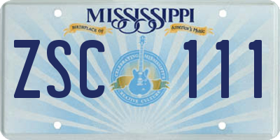 MS license plate ZSC111
