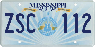 MS license plate ZSC112