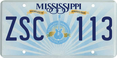 MS license plate ZSC113