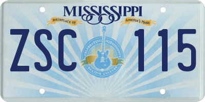 MS license plate ZSC115
