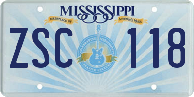 MS license plate ZSC118