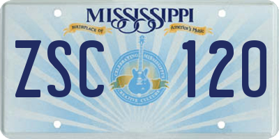 MS license plate ZSC120