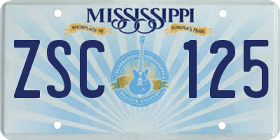 MS license plate ZSC125