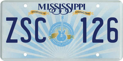 MS license plate ZSC126