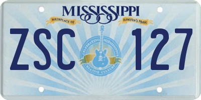 MS license plate ZSC127