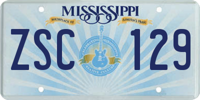 MS license plate ZSC129