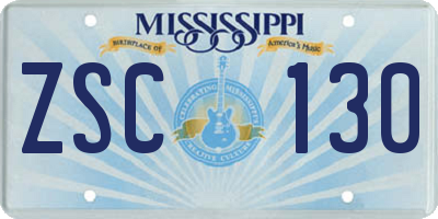 MS license plate ZSC130