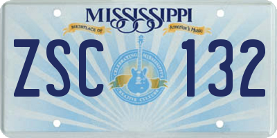 MS license plate ZSC132