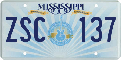 MS license plate ZSC137