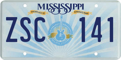 MS license plate ZSC141