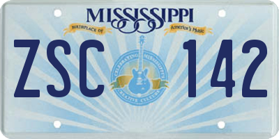 MS license plate ZSC142