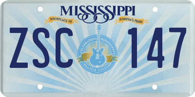 MS license plate ZSC147