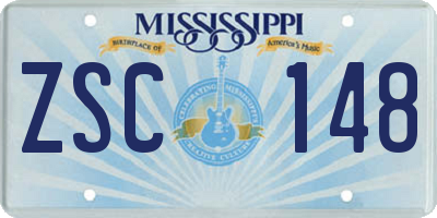 MS license plate ZSC148