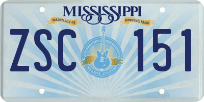 MS license plate ZSC151