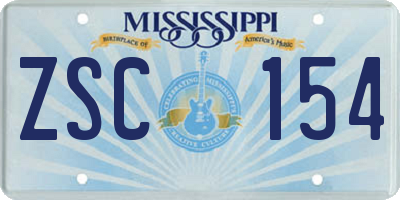 MS license plate ZSC154