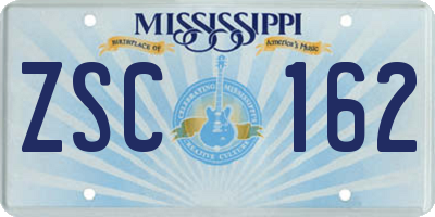 MS license plate ZSC162