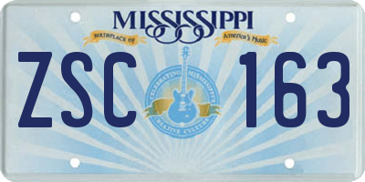 MS license plate ZSC163