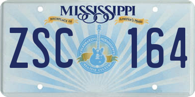 MS license plate ZSC164