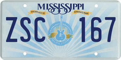 MS license plate ZSC167