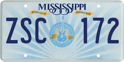 MS license plate ZSC172