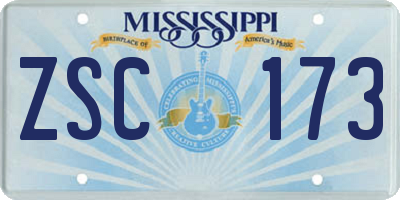 MS license plate ZSC173