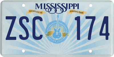 MS license plate ZSC174