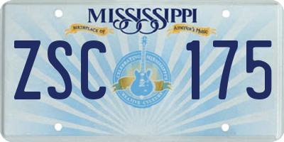 MS license plate ZSC175