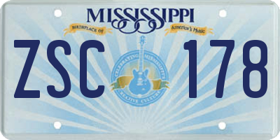 MS license plate ZSC178
