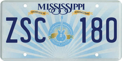 MS license plate ZSC180