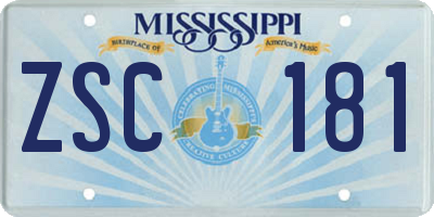 MS license plate ZSC181