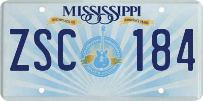 MS license plate ZSC184