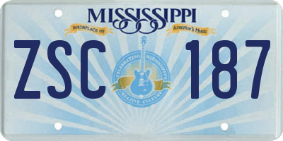MS license plate ZSC187