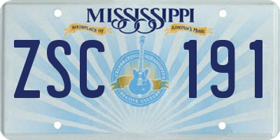 MS license plate ZSC191